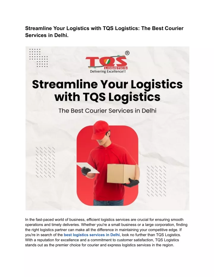 streamline your logistics with tqs logistics