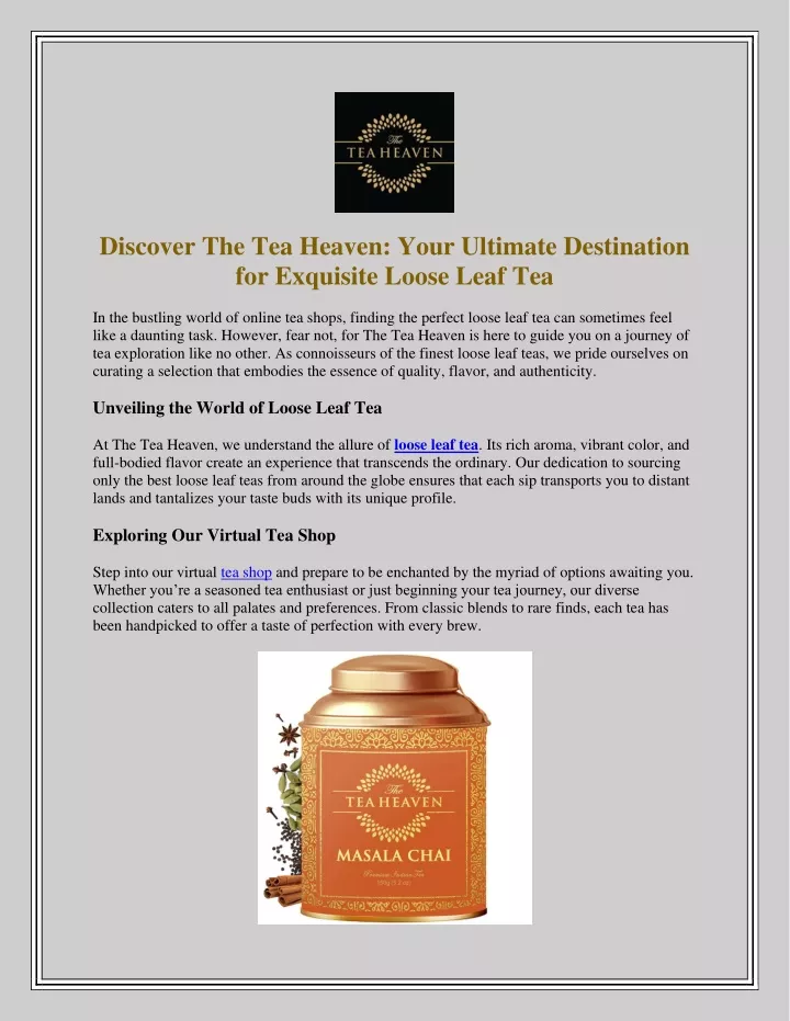 discover the tea heaven your ultimate destination