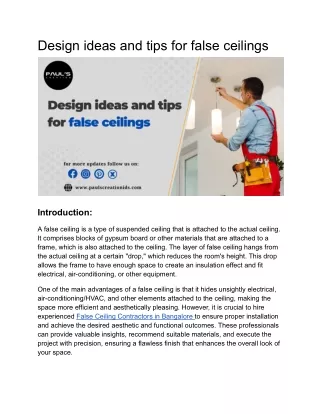 design ideas and tips for false ceilings