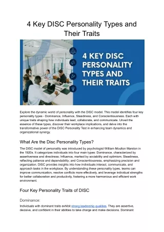 The 4 Key DISC Personality Types and Their Traits