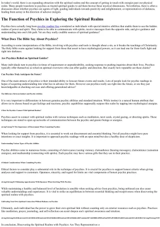 Discovering the Spiritual Realms with Psychics: Are They Brokers of Light or Dar