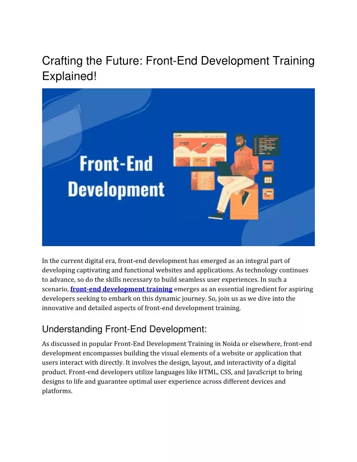 crafting the future front end development