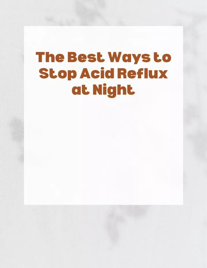 the best ways to stop acid reflux at night