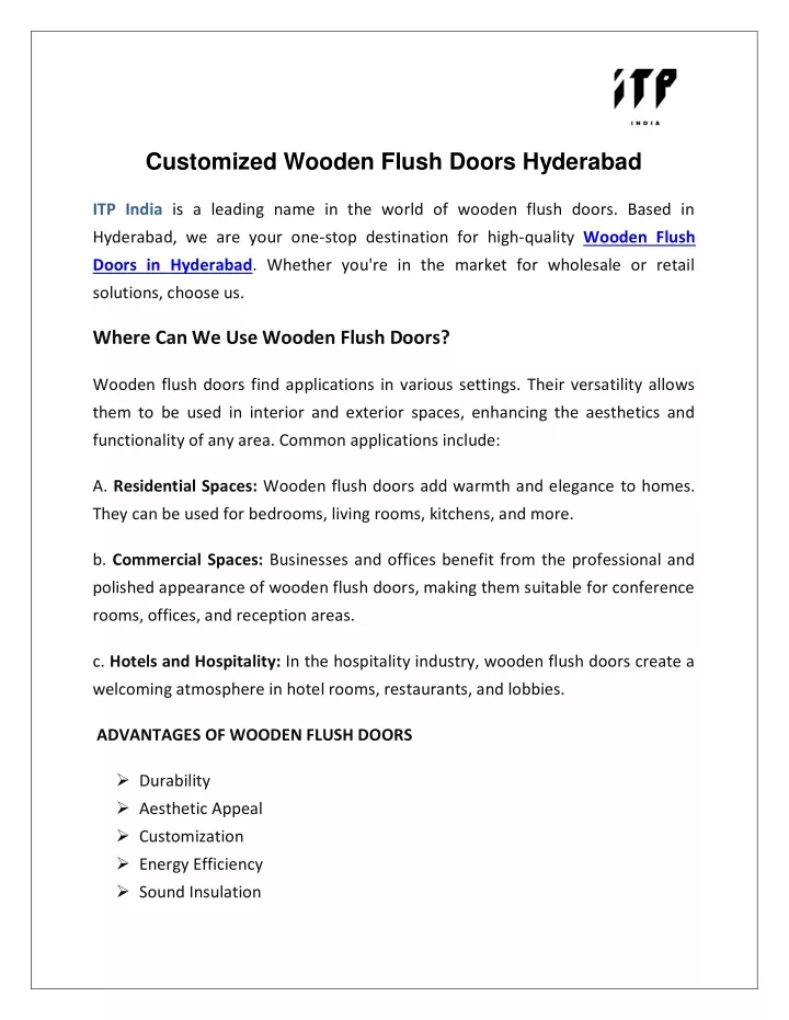 customized wooden flush doors hyderabad
