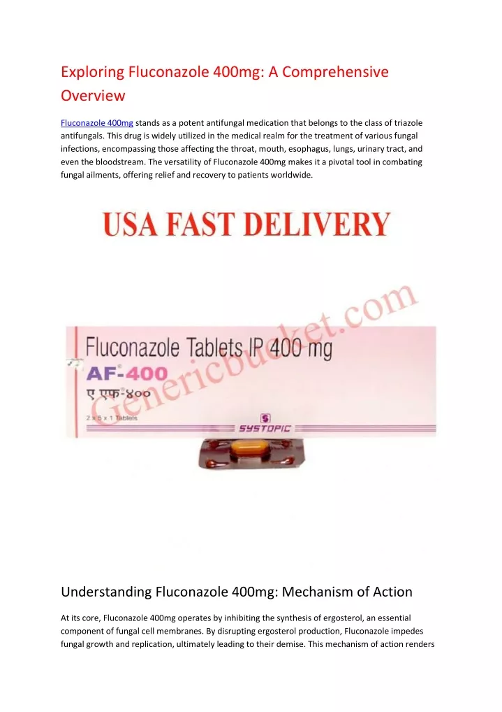 exploring fluconazole 400mg a comprehensive