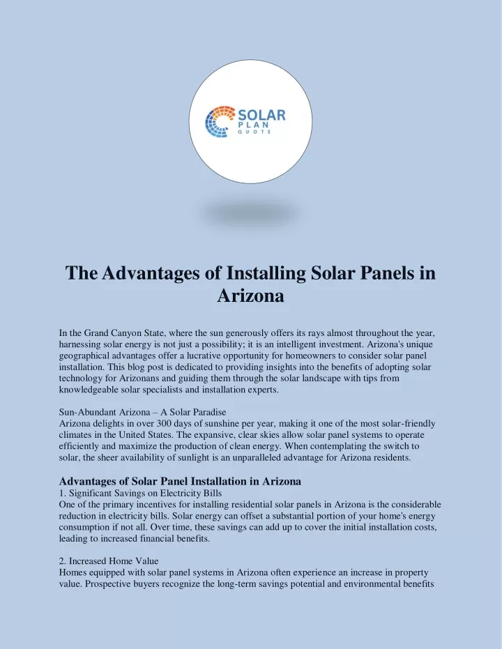 the advantages of installing solar panels