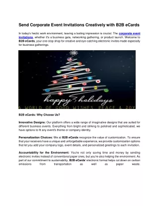 Send corporate event invitations creatively with B2B eCards
