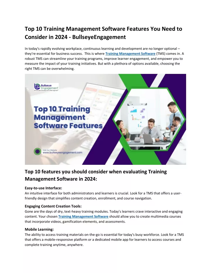 top 10 training management software features