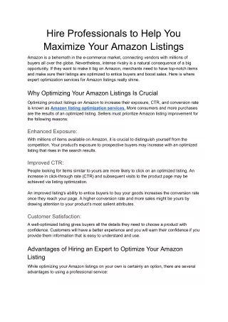 Hire Professionals to Help You Maximize Your Amazon Listings - Google Docs
