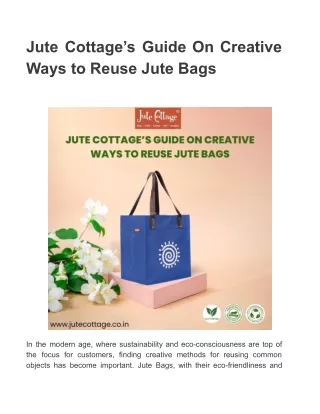 Jute Cottage’s Guide On Creative Ways to Reuse Jute Bags
