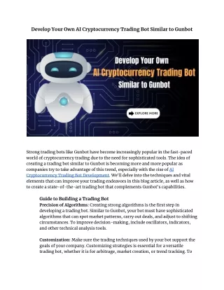 Develop Your Own AI Cryptocurrency Trading Bot Similar to Gunbot