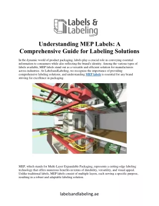Understanding MEP Labels: A  Comprehensive Guide for Labeling Solutions
