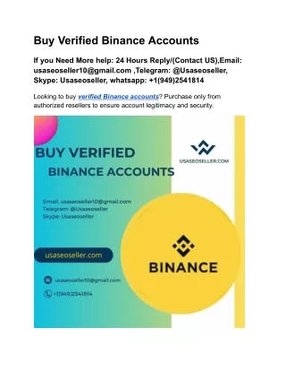 Buy Verified Binance Accounts