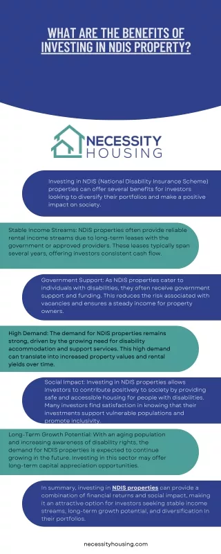 what are the benefits of investing in ndis