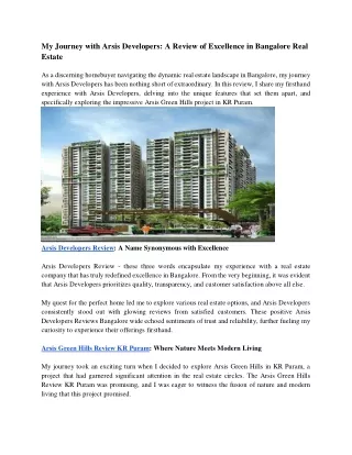 My Journey with Arsis Developers_ A Review of Excellence in Bangalore Real Estate (1)