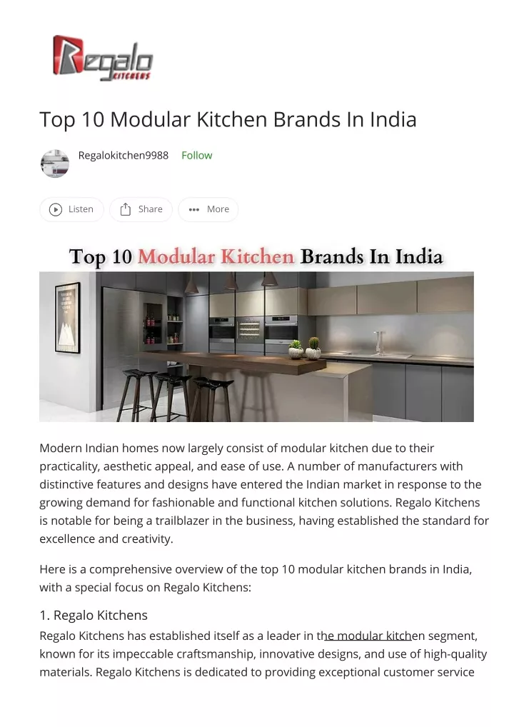 top 10 modular kitchen brands in india