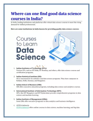 where can one find good data science courses