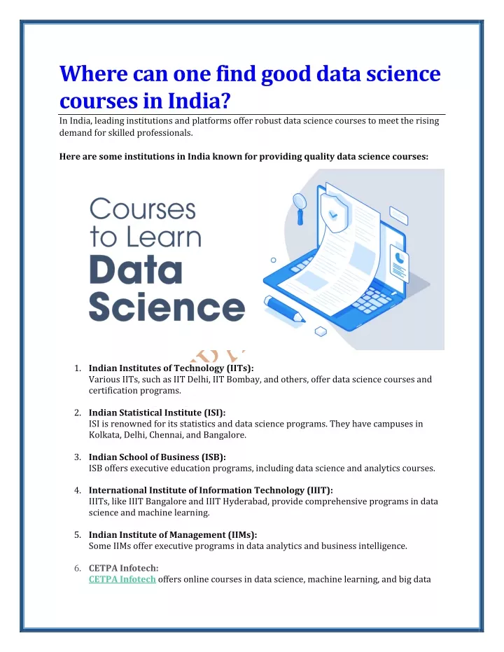 where can one find good data science courses