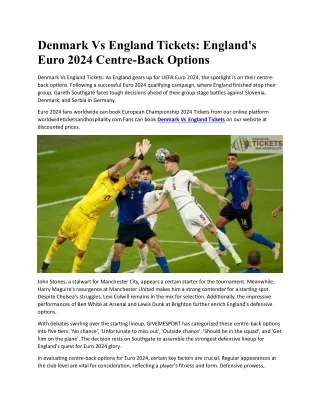 Denmark Vs England England's Euro 2024 Centre-Back Options