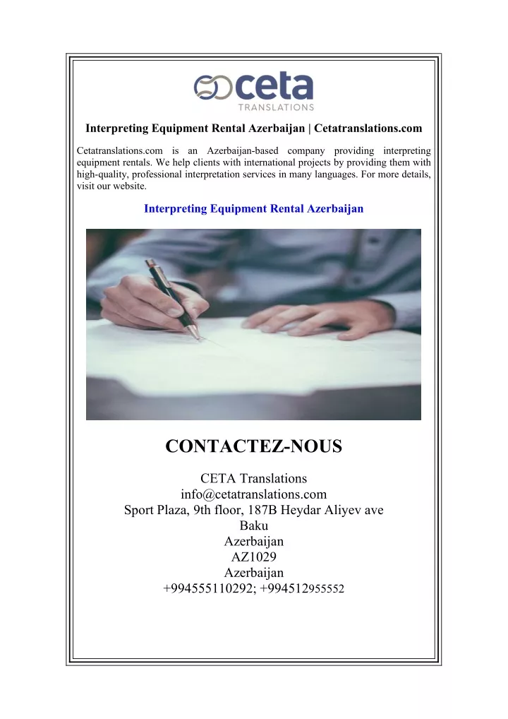 interpreting equipment rental azerbaijan