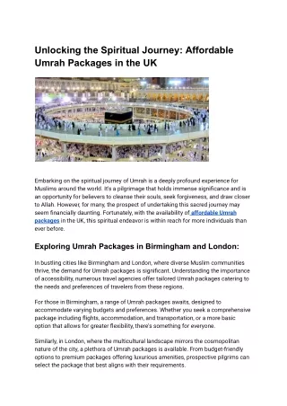 Unlocking the Spiritual Journey_ Affordable Umrah Packages in the UK