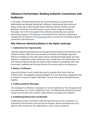 Influencer Partnerships: Building Authentic Connections with Audiences
