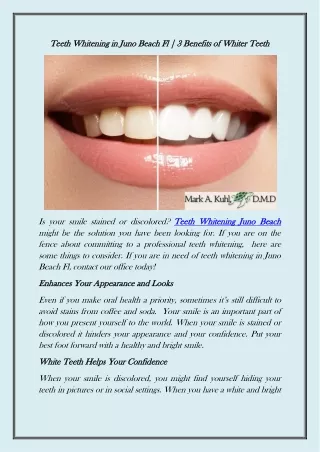 Teeth Whitening in Juno Beach Fl | 3 Benefits of Whiter Teeth