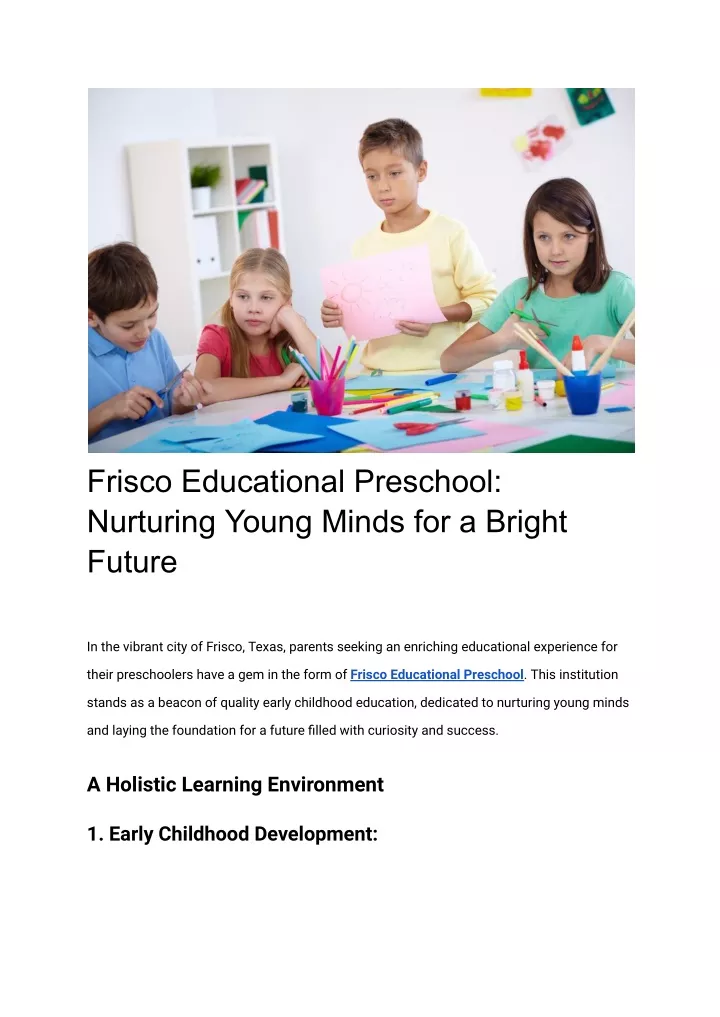 frisco educational preschool nurturing young