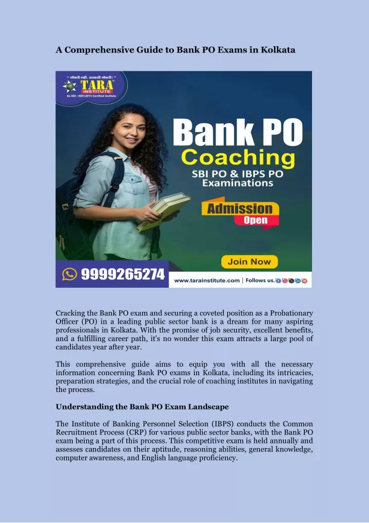 a comprehensive guide to bank po exams in kolkata