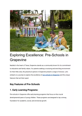 Exploring Excellence_ Pre-Schools in Grapevine