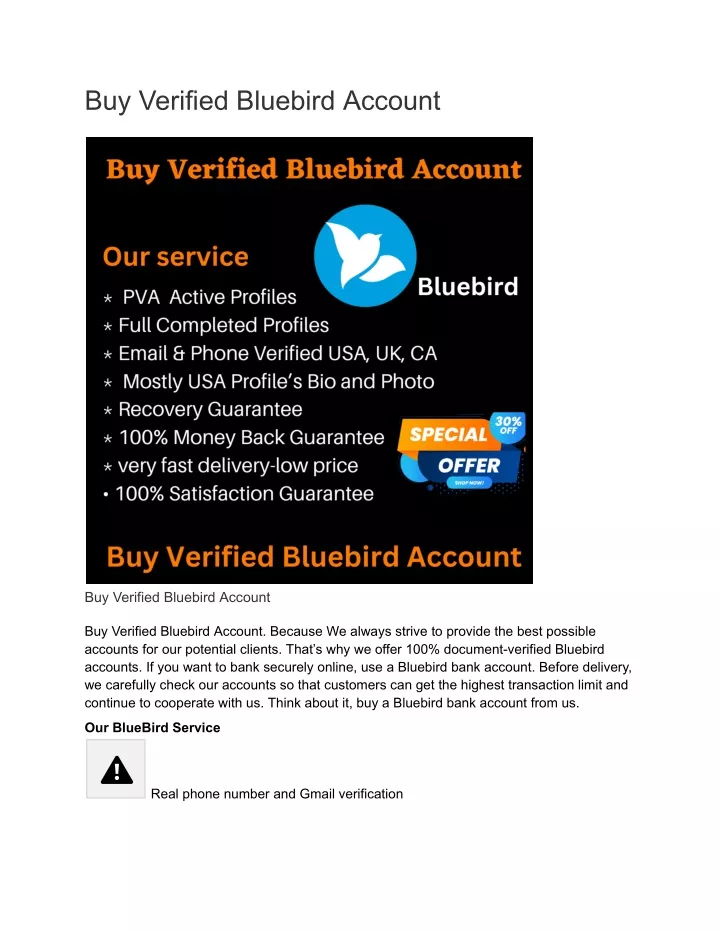 buy verified bluebird account