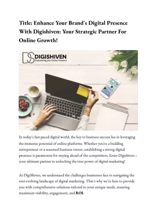 Digishiven: The Finest Source for Top-Notch Digital Marketing and Brand Success