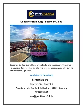 Container Hamburg  Packteam24.de