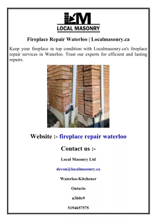 Fireplace Repair Waterloo  Localmasonry.ca