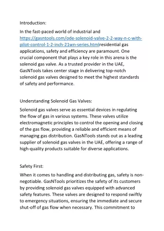 Solenoid gas valves in UAE