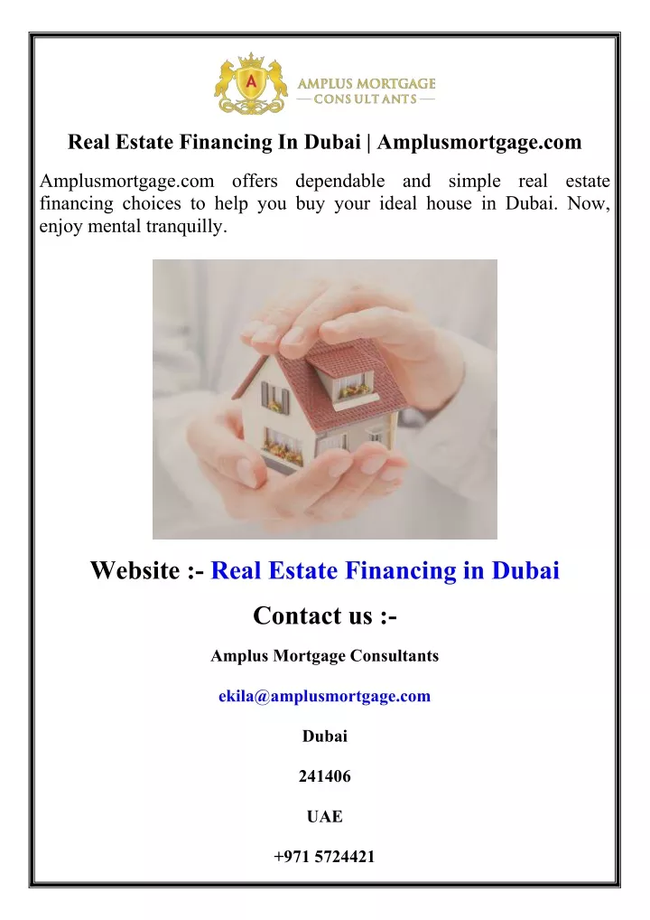 real estate financing in dubai amplusmortgage com
