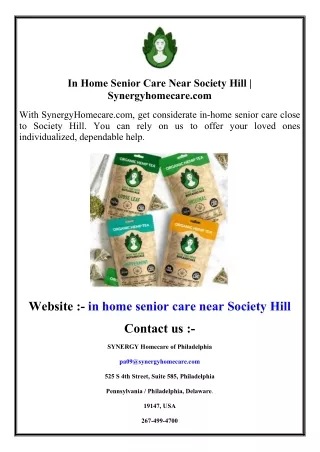 In Home Senior Care Near Society Hill  Synergyhomecare.com