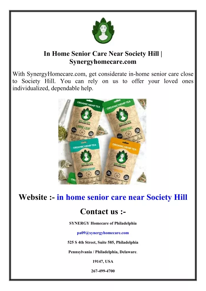 in home senior care near society hill