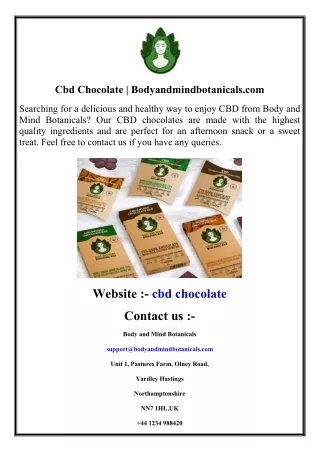 Cbd Chocolate  Bodyandmindbotanicals.com