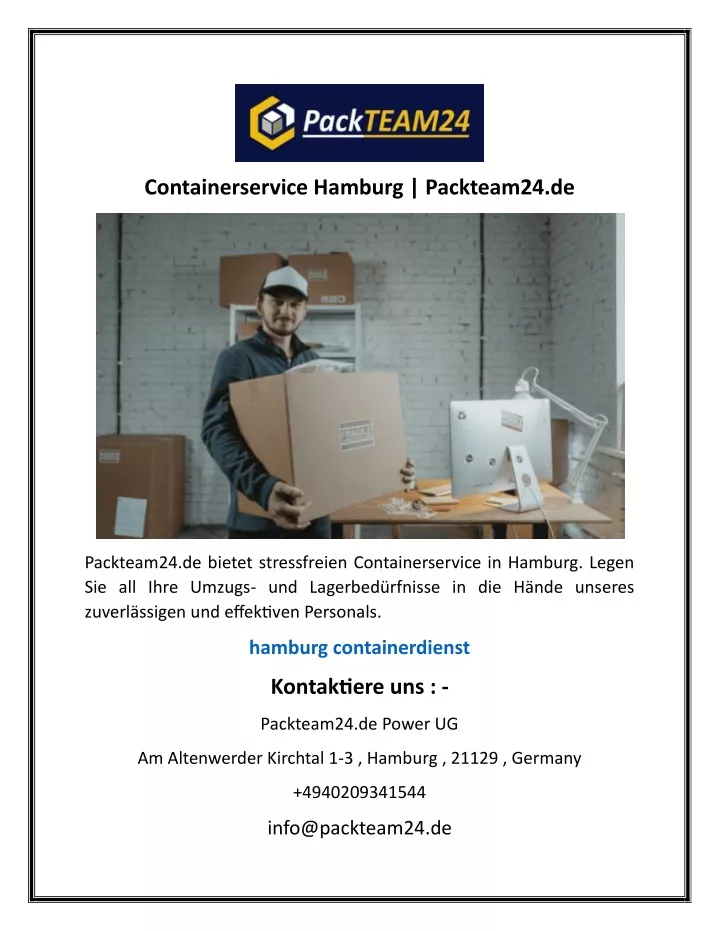 containerservice hamburg packteam24 de