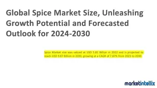 Global Spice Market Size, Unleashing Growth Potential and Forecasted Outlook