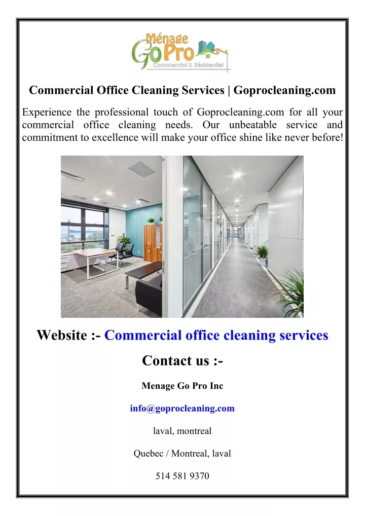 commercial office cleaning services goprocleaning