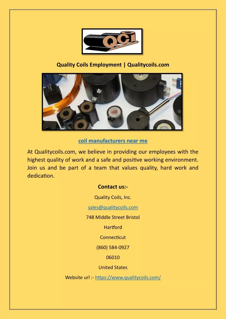 quality coils employment qualitycoils com