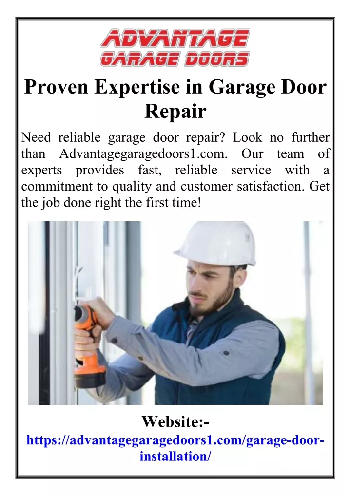 proven expertise in garage door repair need