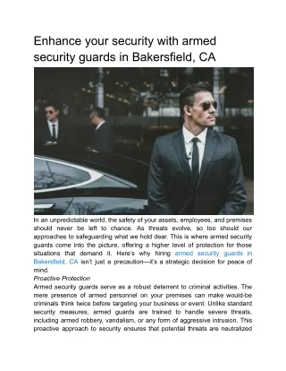 Enhance your security with armed security guards in Bakersfield, CA