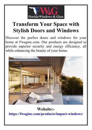 Transform Your Space with Stylish Doors and Windows