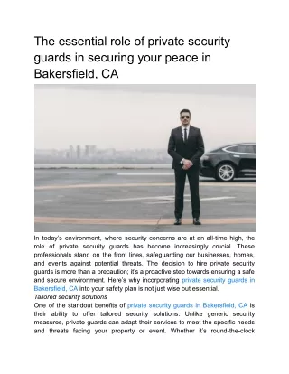 The essential role of private security guards in securing your peace in Bakersfield, CA