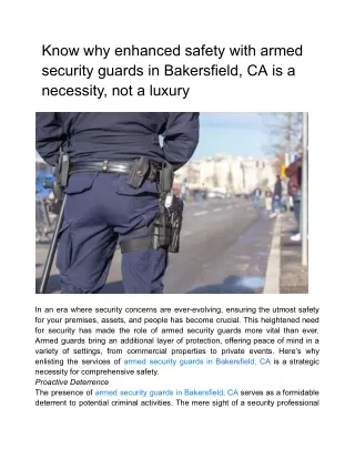 Know why enhanced safety with armed security guards in Bakersfield, CA is a necessity, not a luxury