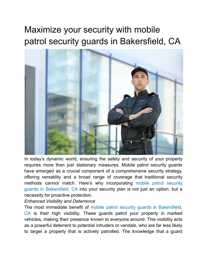 maximize your security with mobile patrol