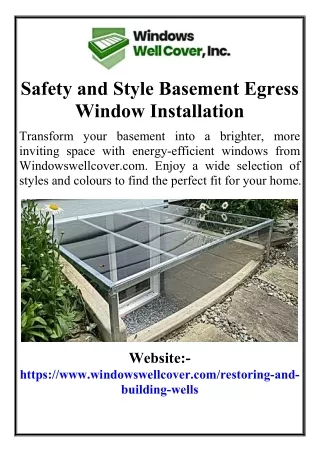 Safety and Style Basement Egress Window Installation